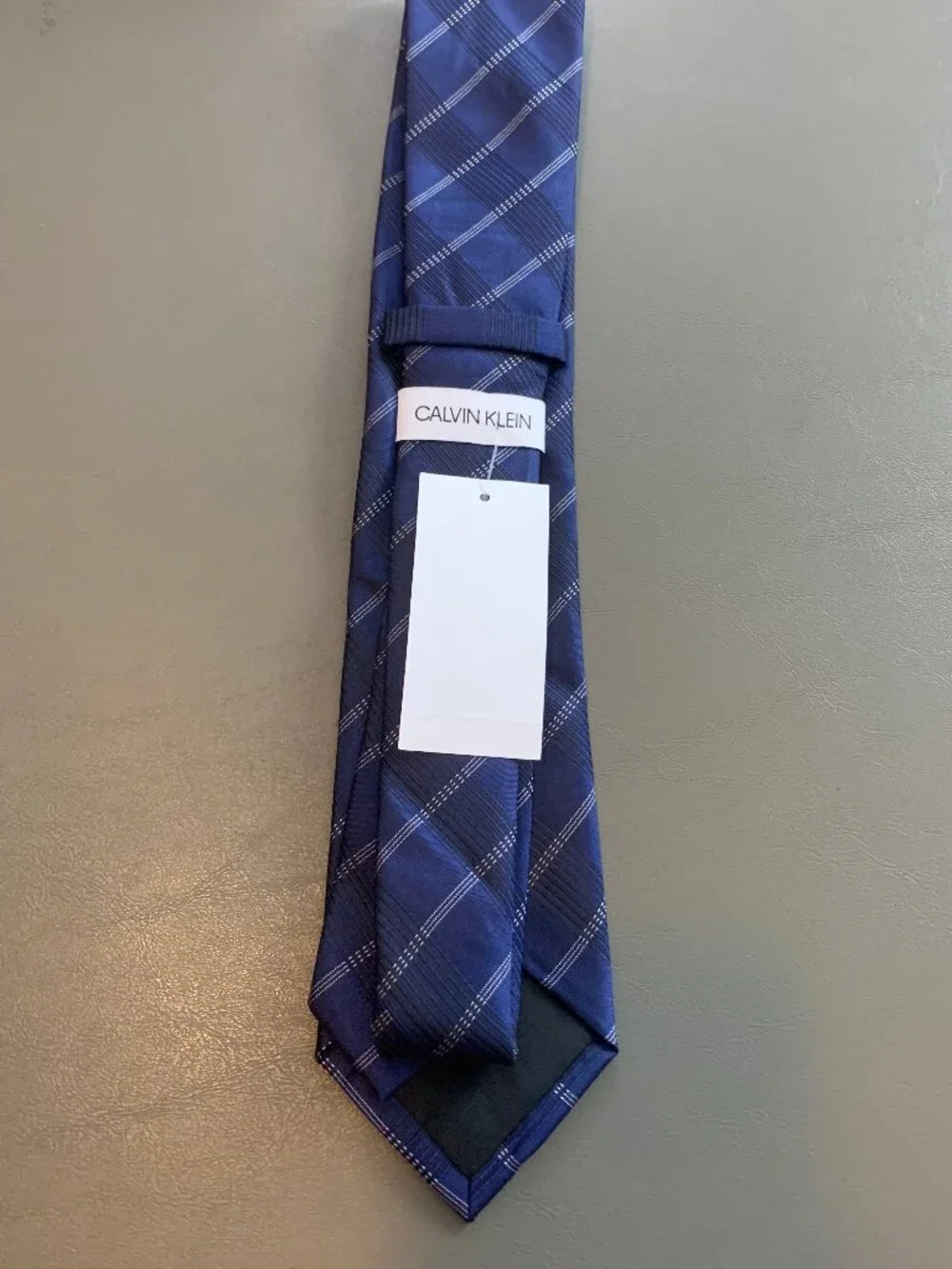 Calvin Klein Men's Polyester Silk 3'' Neck Tie, Blue Jewel Linear Grid, One Size